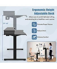 Gouun in Electric Standing Desk with 2 Fabric Drawers and Monitor Stand