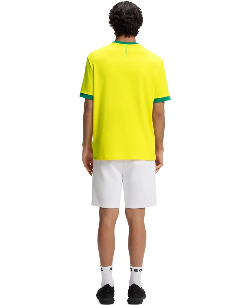 Boss by Hugo Men's Stretch-Cotton Brazil Country Flag Logo T-Shirt
