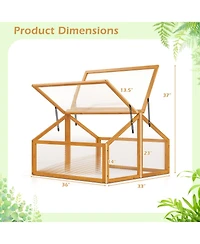 Sugift Wood Cold Frame Greenhouse with Openable Transparent Roof
