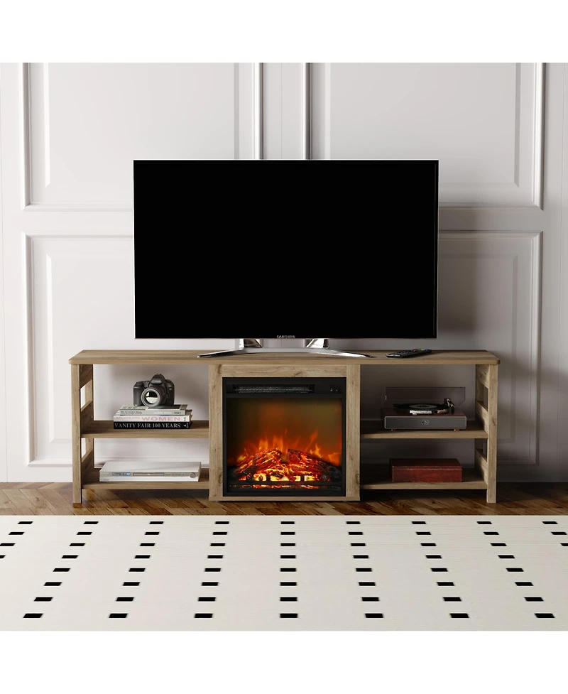 Homlux Fireplace Tv Stand for up to 75" Tv with Storage Shelves