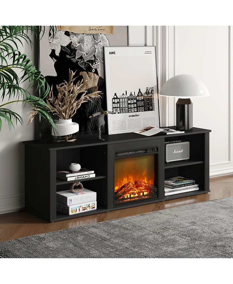 Homlux Modern Fireplace Tv Stand for TVs up to 65" with Storage Media Console, Americano