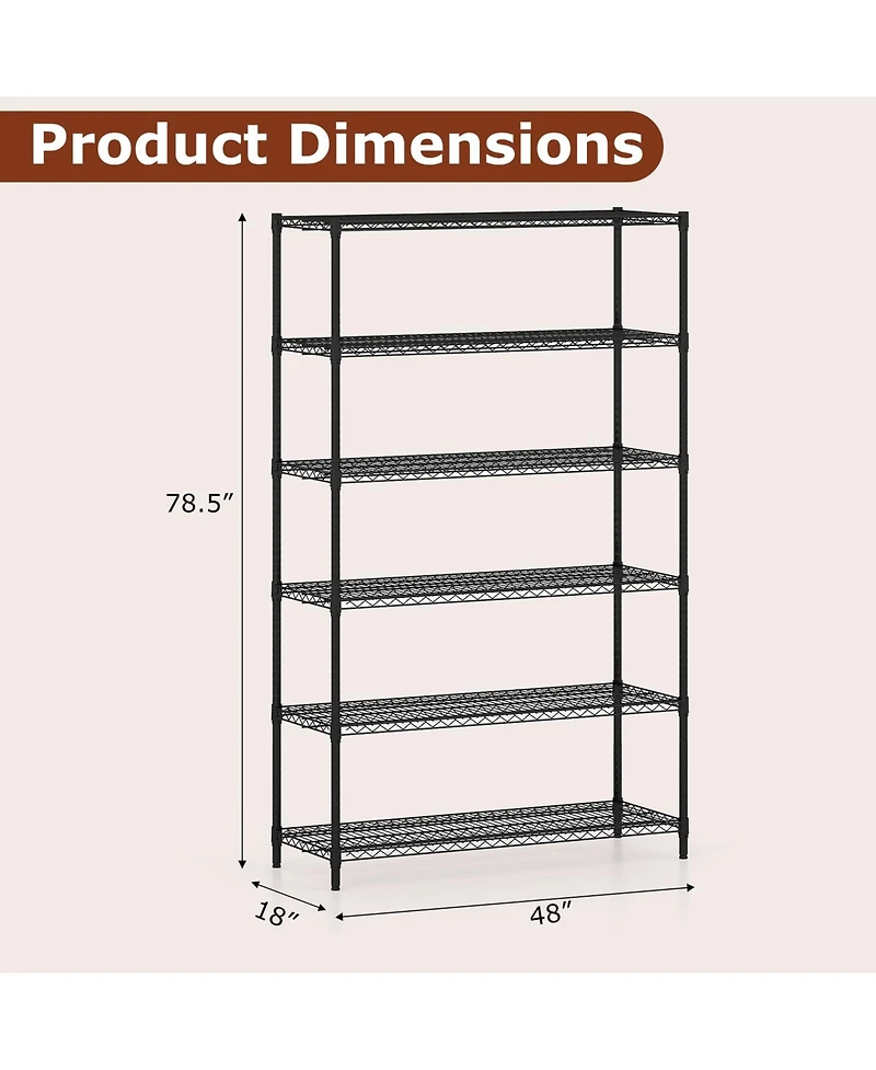 Sugift 6 Tier Metal Storage Shelving Unit for Home Garage Use