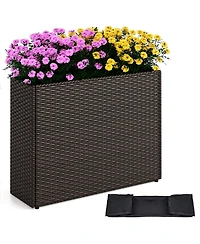 Sugift 24 in Tall Raised Garden Bed with Wicker Design and Liner