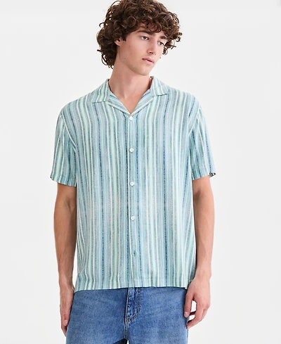 Sun + Stone Men's Beckham Striped Short-Sleeve Camp Shirt, Macy's Exclusive