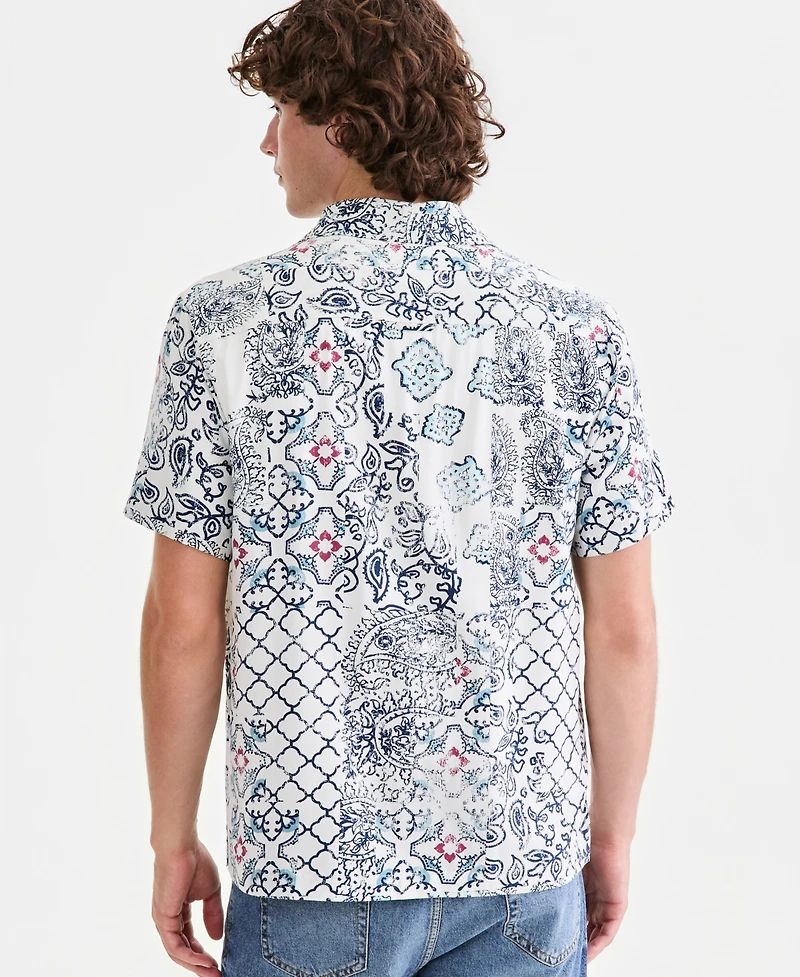 Sun + Stone Men's Paisley Patchwork Short-Sleeve Camp Shirt, Macy's Exclusive