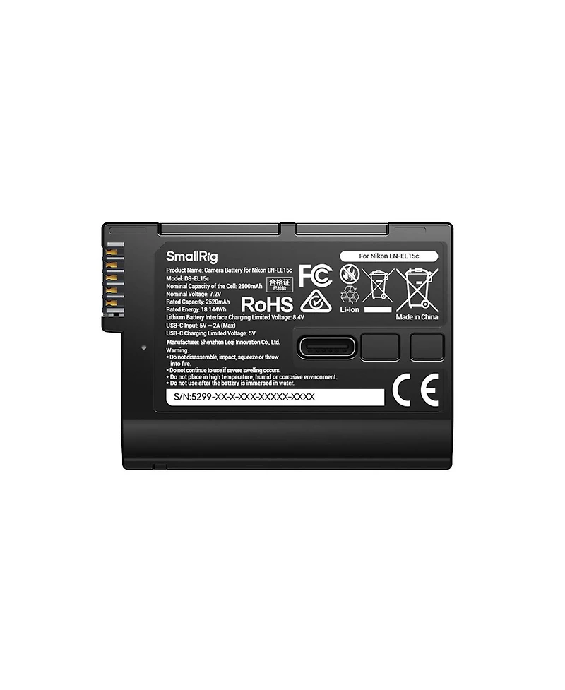 SmallRig 18.144Wh 7.2V 2520mAh Usb-c Rechargeable Camera Battery with Power Display for Nikon En-EL15c