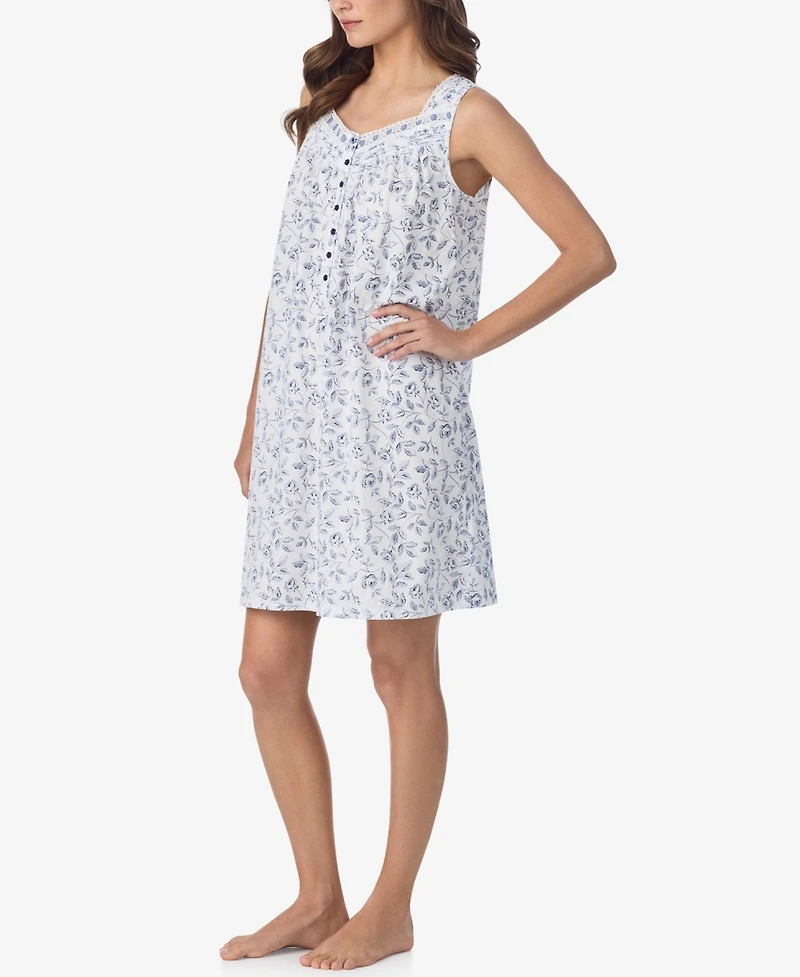 Eileen West Women's Floral Print Sleeveless Short Chemise