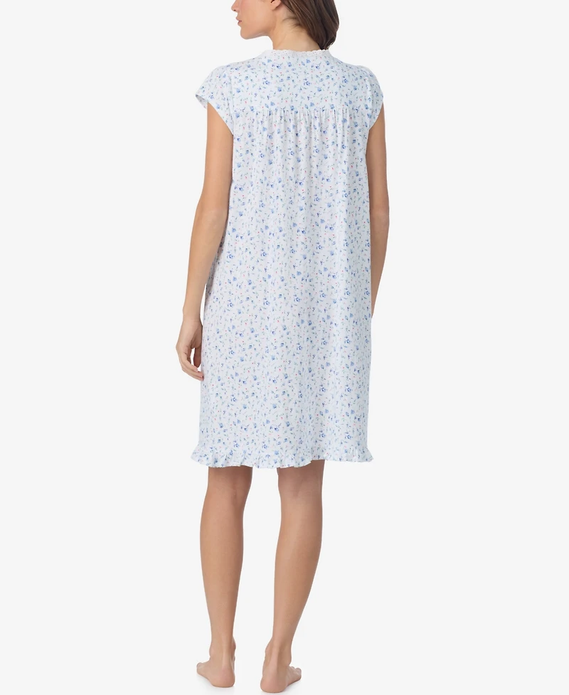 Eileen West Women's Floral Print Cap-Sleeve Short Nightgown