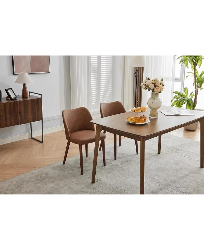 Dining Chair Set of 4, Linen Upholstered with Solid Wood Legs, Wing Backrest, Wooden Kitchen