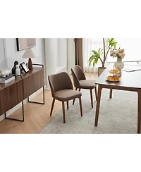 Dining Chair Set of 4, Linen Upholstered with Solid Wood Legs, Wing Backrest, Wooden Kitchen