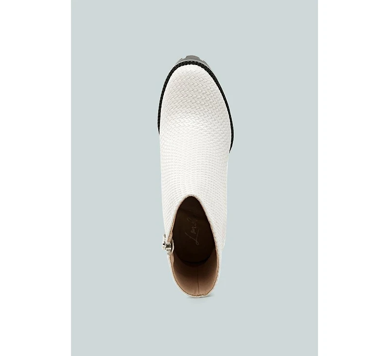 Moleski Textured Block Heeled Boots