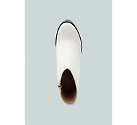 Moleski Textured Block Heeled Boots