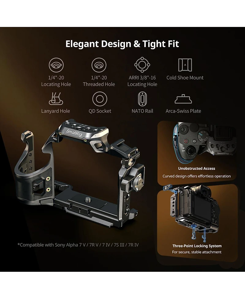 SmallRig Rhinoceros Full Camera Cage for Sony Alpha 7 V/7R V/7 Iv/7S Iii/7R Iv