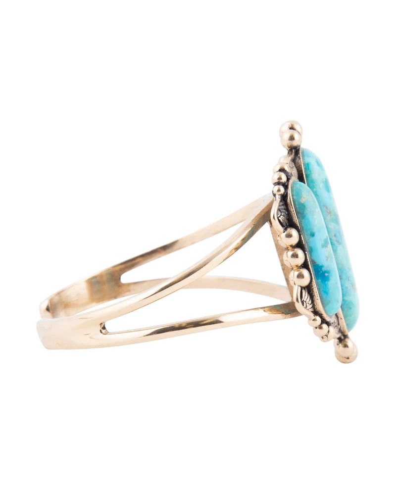 Barse Plateau Blue Turquoise Golden Cuff Bracelet