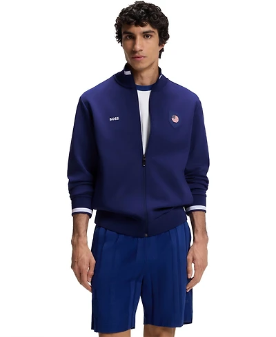 Boss by Hugo Men's Cotton-Blend Usa Country-Flag Badge Sweatshirt