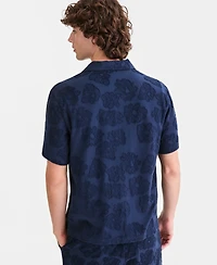 Sun + Stone Men's Textured-Florals Knit Camp Shirt, Macy's Exclusive