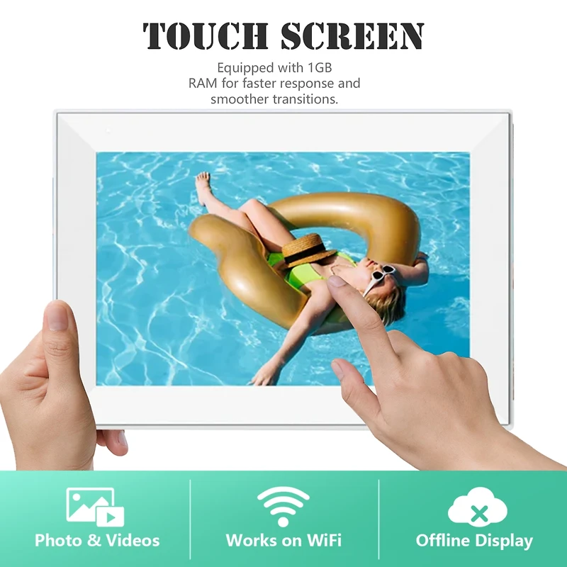Pexar 10.1" WiFi Digital Photo Frame | Hd Anti-Glare Touch Display | Share Photos/Videos via App | Perfect for Gifting