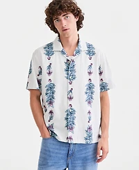Sun + Stone Men's Michael Linen & Cotton Printed Camp Shirt, Macy's Exclusive