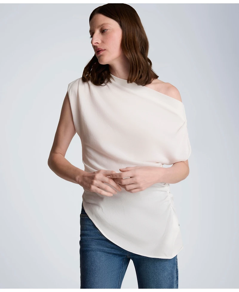 Kenneth Cole Women's Asymmetrical Drape Short-Sleeve Top