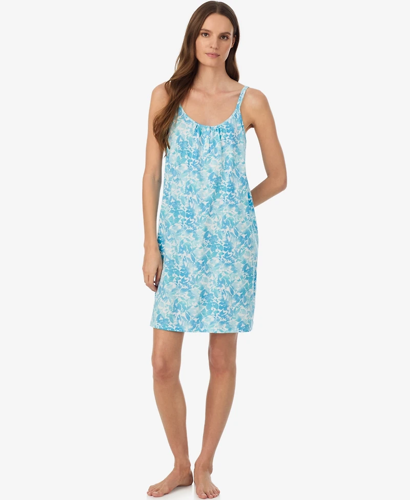 Lauren Ralph Women's Double-Strap Button-Neck Gown
