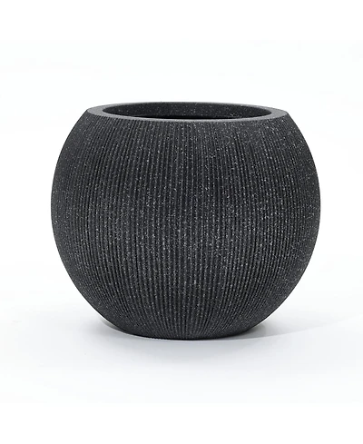 LuxenHome 14.5" Round Bowl Plastic Planter, Mediterranean