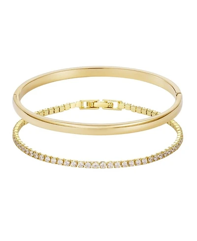 Adornia Gold Cuff and Tennis Bracelet Set