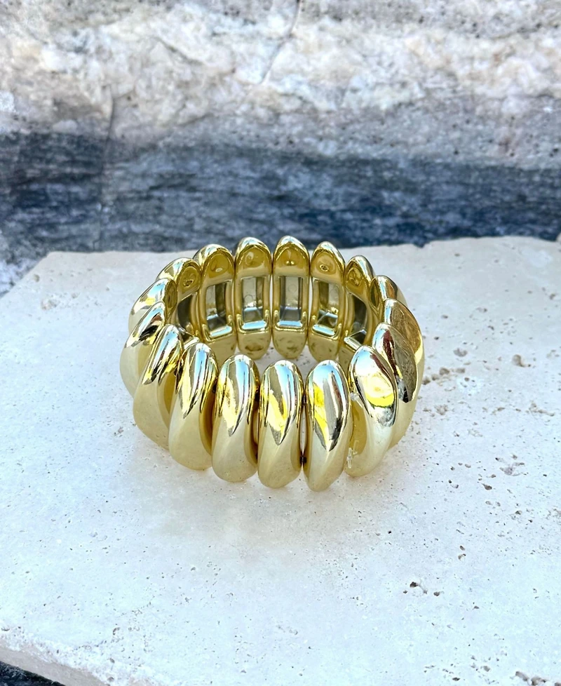Adornia Gold Puffy Link Stretch Cuff Bracelet