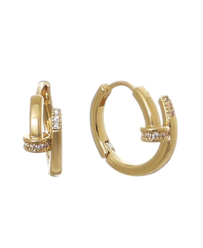 Adornia Cubic Zirconia Gold Nail Hoop Earrings