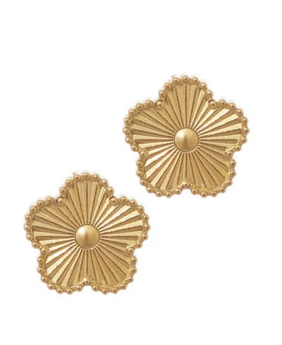 Adornia Tarnish Resistant Gold 5-Leaf Clover Stud Earrings