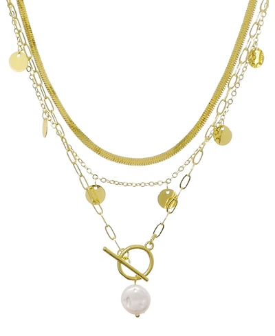 Adornia Pearl Gold 3-Layer Necklace