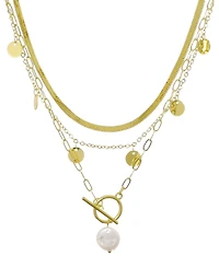 Adornia Pearl Gold 3-Layer Necklace