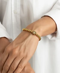 Adornia Cubic Zirconia Gold Set of 2 Initial Cube Bead Bracelet