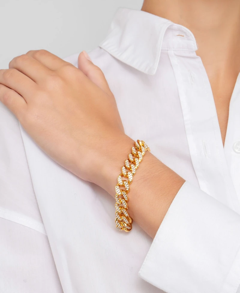 Adornia Gold 2-Piece Crystal Curb Chain Necklace and Bracelet Set