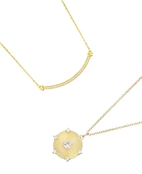 Adornia Gold 2-Piece Curved Bar and Pendant Necklace Set