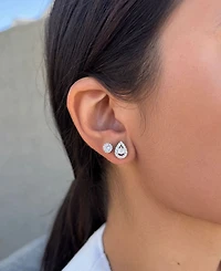 Adornia Cubic Zirconia Silver 2-Piece Halo Stud Earrings Set