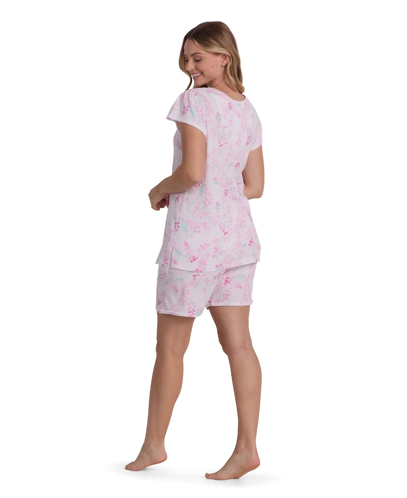 Miss Elaine Women's Short-Sleeve Top and Pull-On Shorts, 2-Pc Set