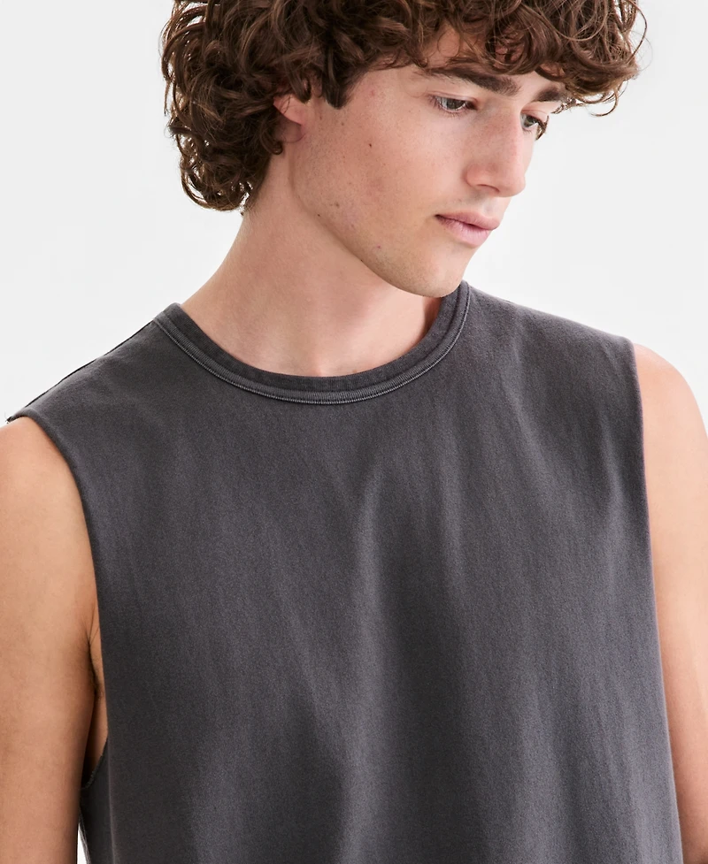 Sun + Stone Men's Cotton Washed Solid-Color Muscle Tank Top, Macy's Exclusive