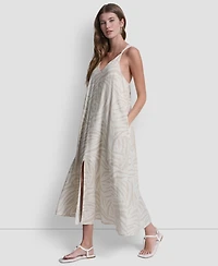 Dkny Jeans Women's Knotted Strap V-Neck A-Line Dress