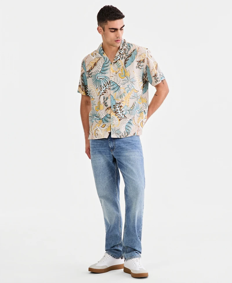 Sun + Stone Men's Reed Printed Short-Sleeve Camp Shirt, Macy's Exclusive