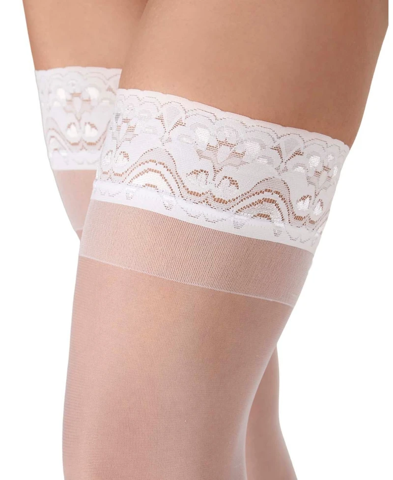 Women's Crystal Sheer Lace Top Thigh High Stockings