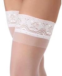 Women's Crystal Sheer Lace Top Thigh High Stockings