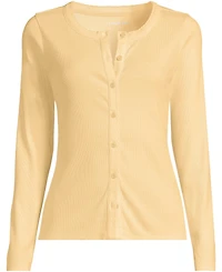 Lands' End Women's Long Sleeve Micro Rib Button Through Cardigan
