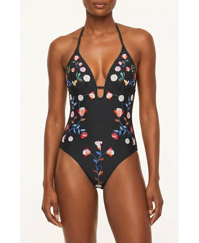 Jessie Zhao New York Women's Noir Bloom Reversible One Piece Swimsuit