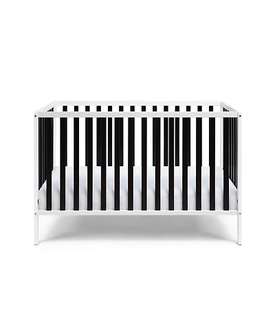 Jujabu White Black Convertible Wood Crib 3 Adjustable Mattress Heights Toddler Bed