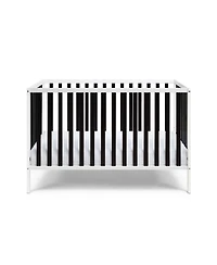 Jujabu White Black Convertible Wood Crib 3 Adjustable Mattress Heights Toddler Bed