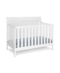 Jujabu 4 in 1 Modern Sleigh Convertible Crib White Solid Wood Adjustable Mattress Height