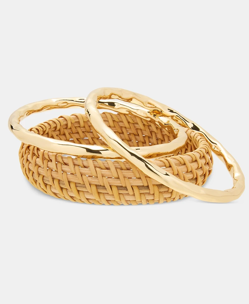 Style & Co Gold-Tone and Rattan Bracelets, Set of 3, Macy's Exclusive