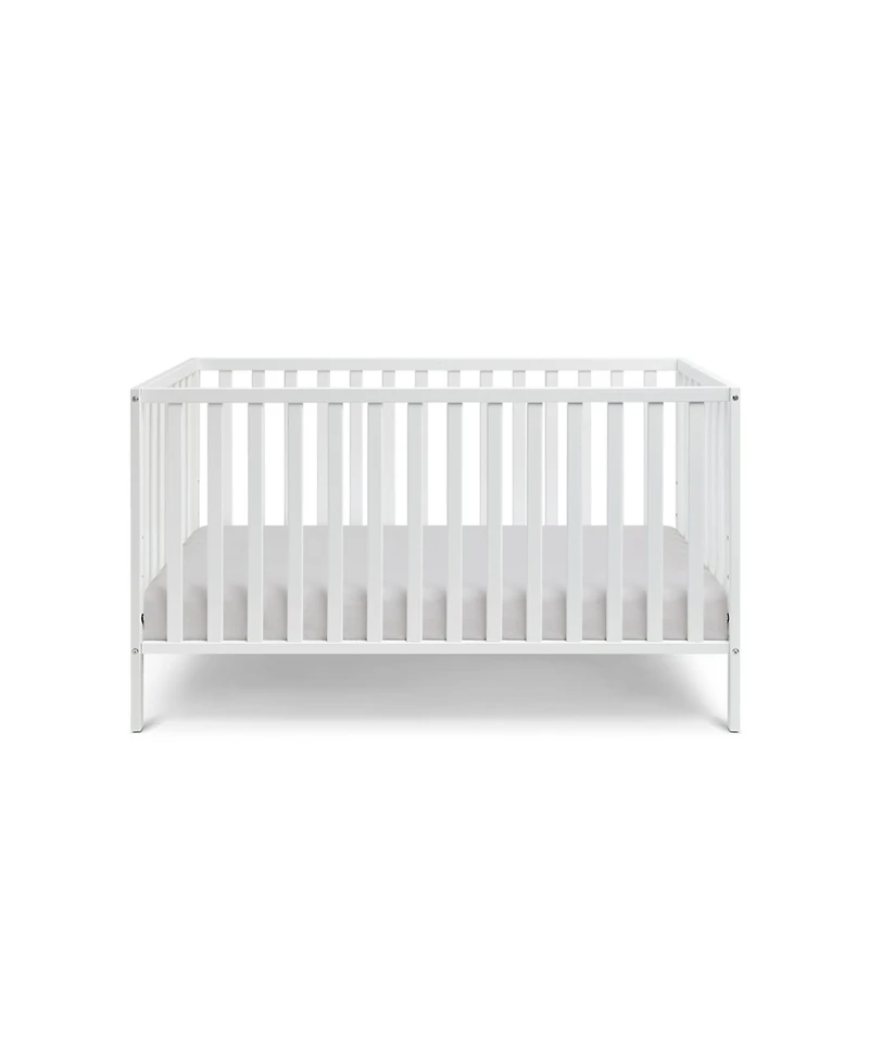 Jujabu 3 in 1 Convertible Solid Wood Island Crib White Adjustable Mattress