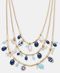 Style & Co Gold-Tone Beaded Three-Layer Necklace, Macy's Exclusive