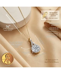 Sterling Silver with Haloed Clear Round Cubic Zirconia Solitaire a Split Bail Necklace